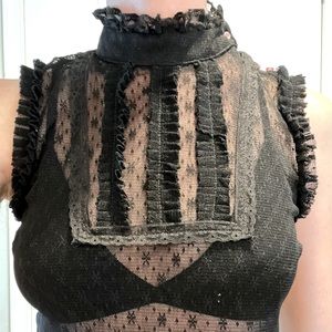 Black Free People sleeveless lace tunic top XS